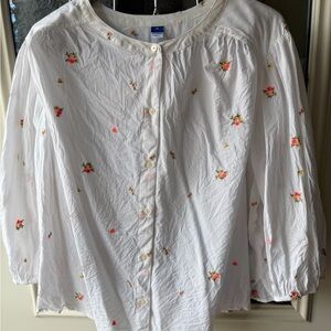 Old Navy White Floral Embroidered Blouse